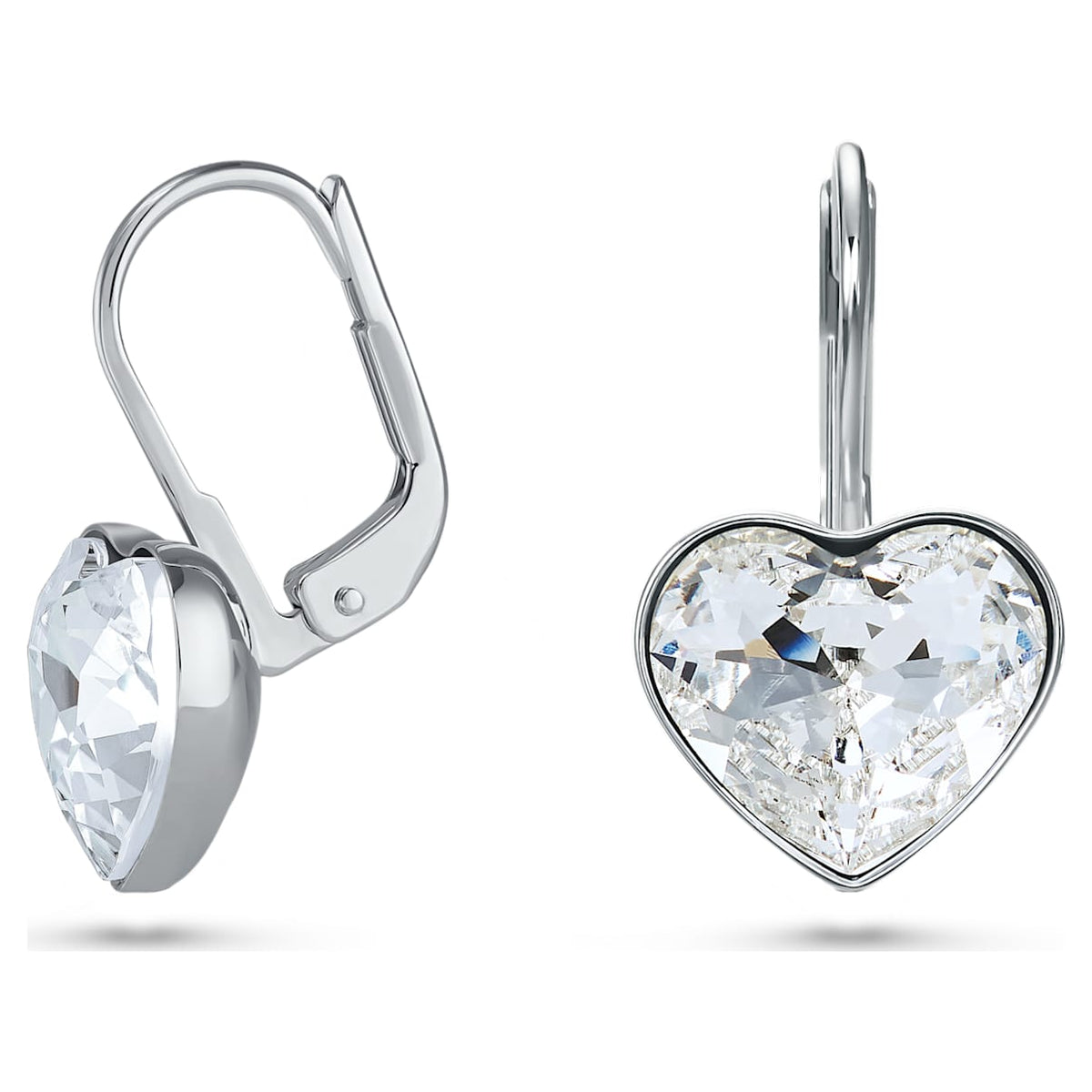 BELLA DROP EARRINGS HEART WHITE RHODIUM PLATED