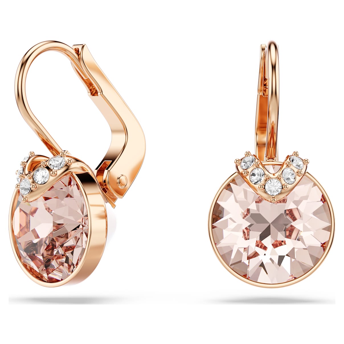 BELLA V DROP EARRINGS ROUND CUT GOLD TONE ROSE GOLD TONE PLATED