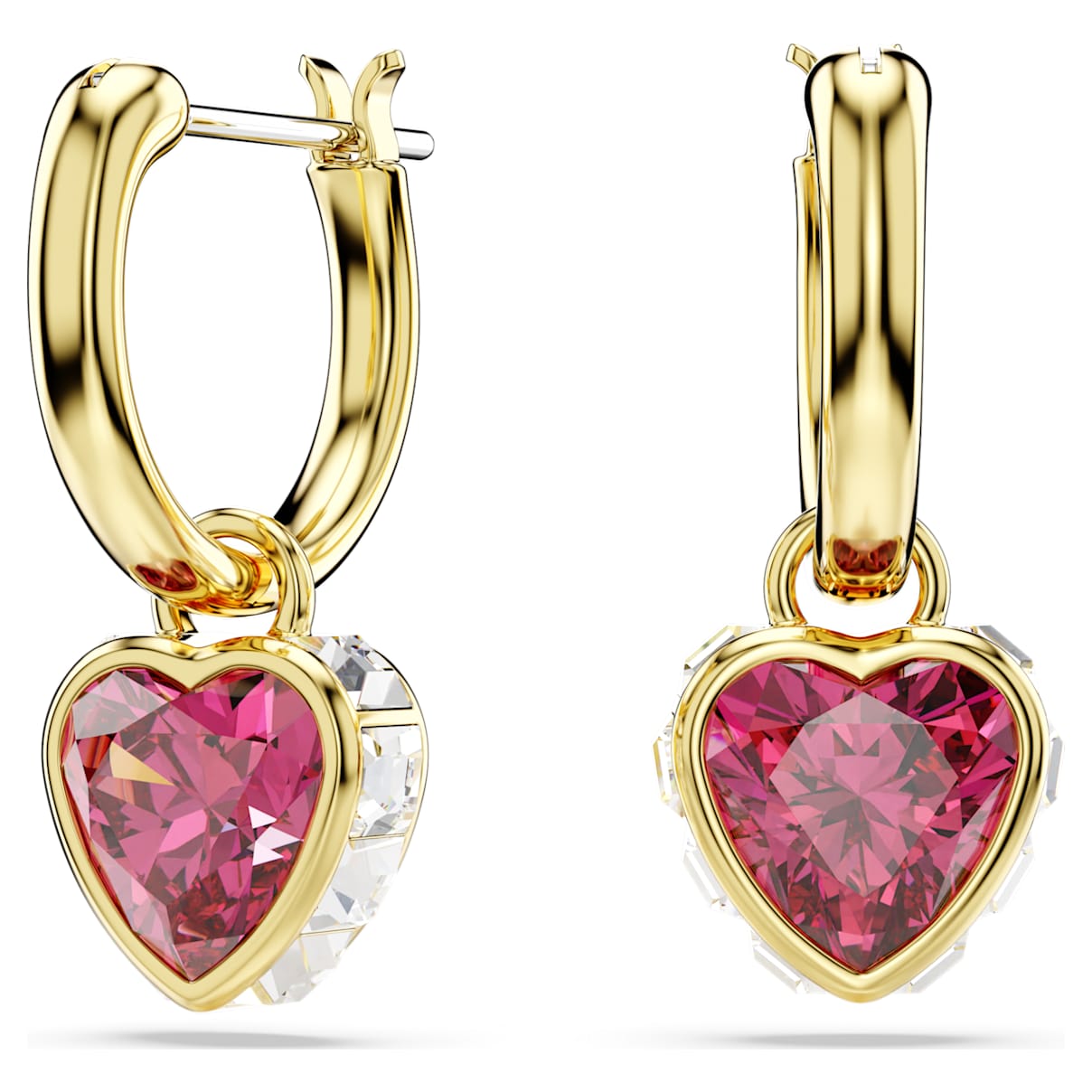 CHROMA DROP EARRINGS HEART RED GOLD TONE PLATED