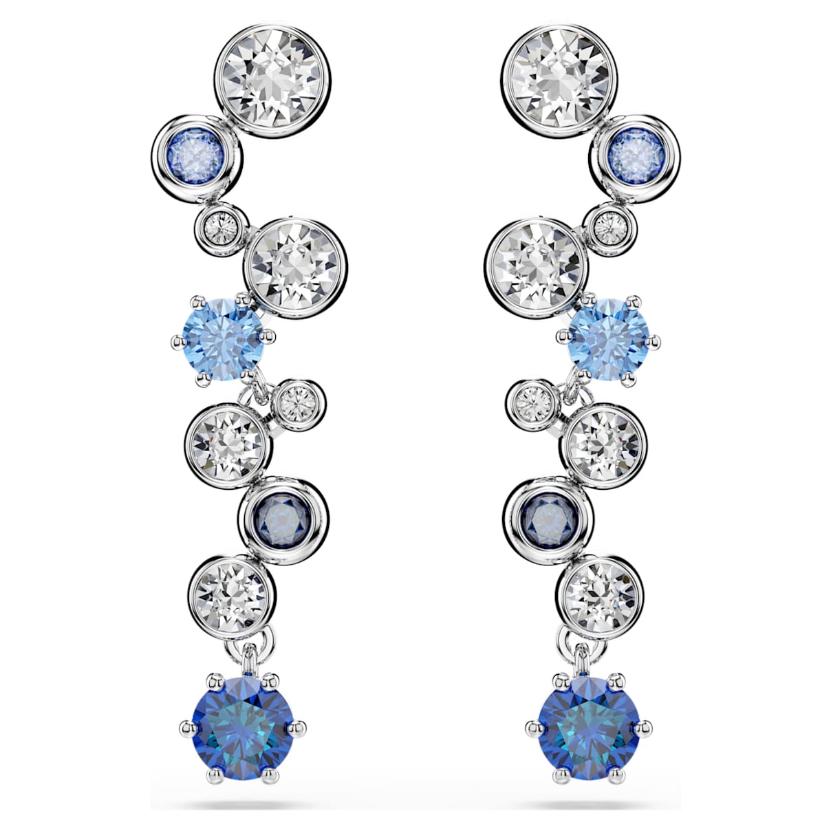 CONSTELLA DROP EARRINGS MIXED CUTS BLUE RHODIUM PLATED
