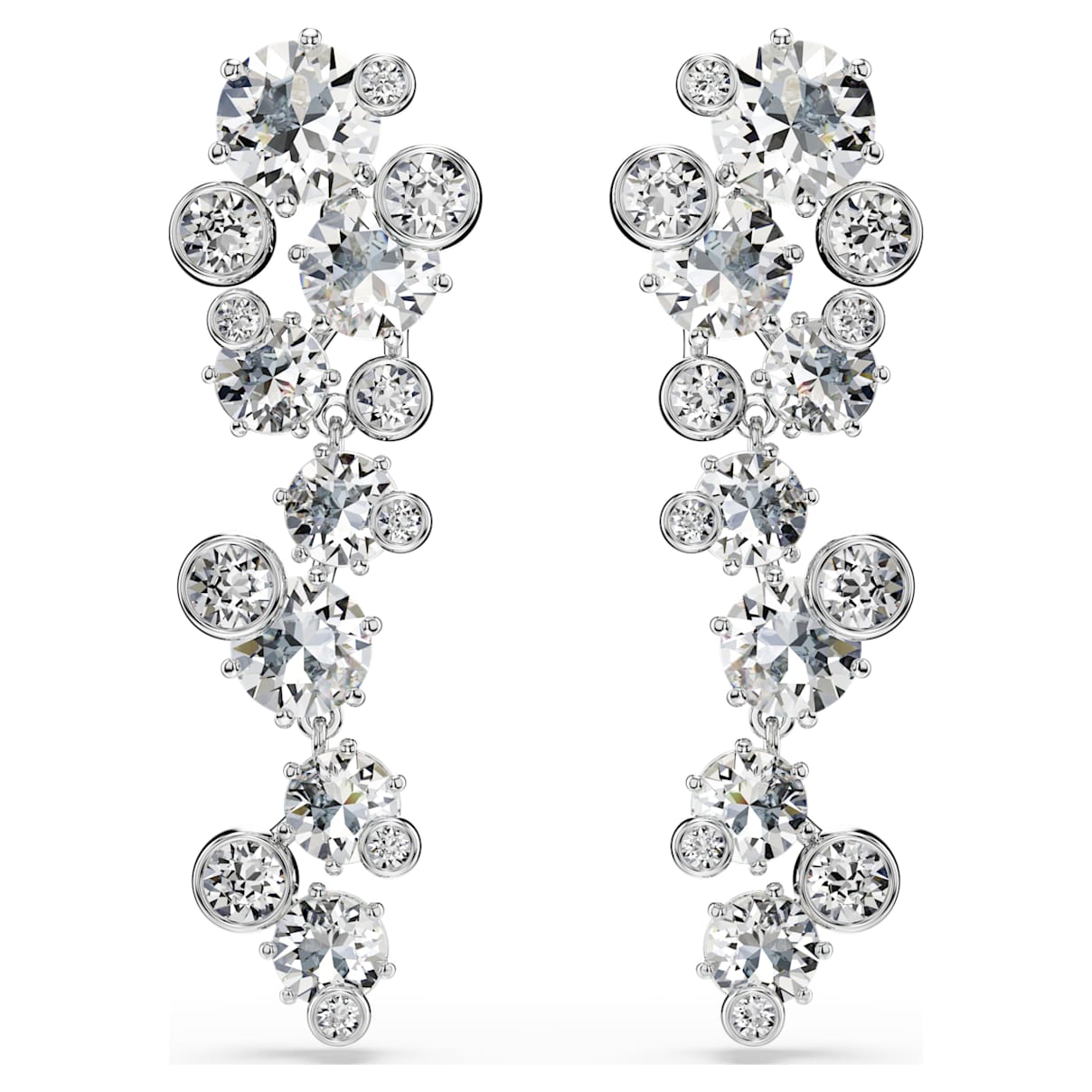 CONSTELLA DROP EARRINGS MIXED CUTS WHITE RHODIUM PLATED