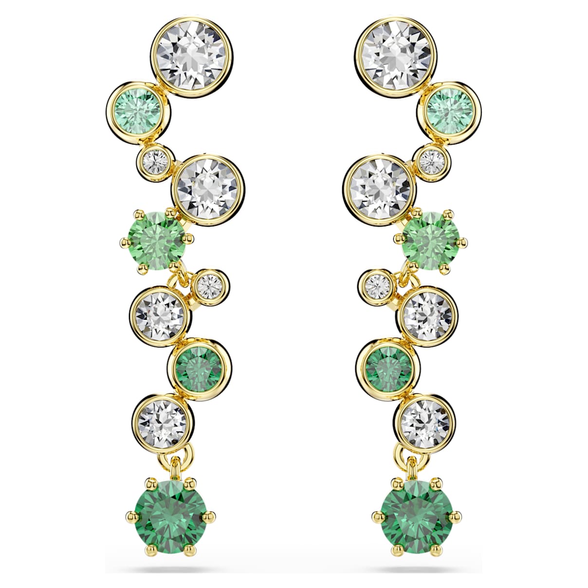 CONSTELLA DROP EARRINGS MIXED CUTS GREEN GOLD TONE PLATED