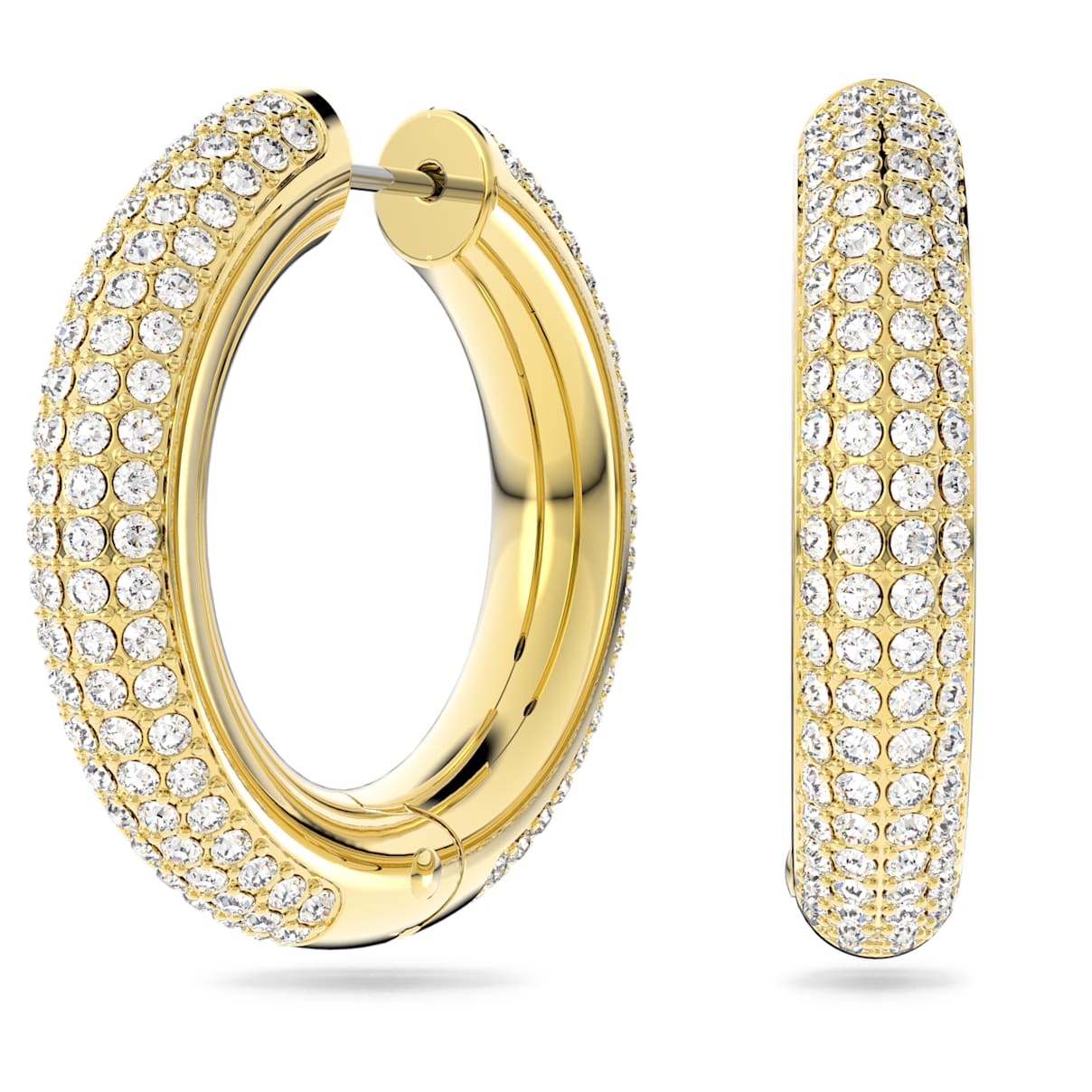 DEXTERA HOOP EARRINGS MEDIUM WHITE GOLD TONE PLATED