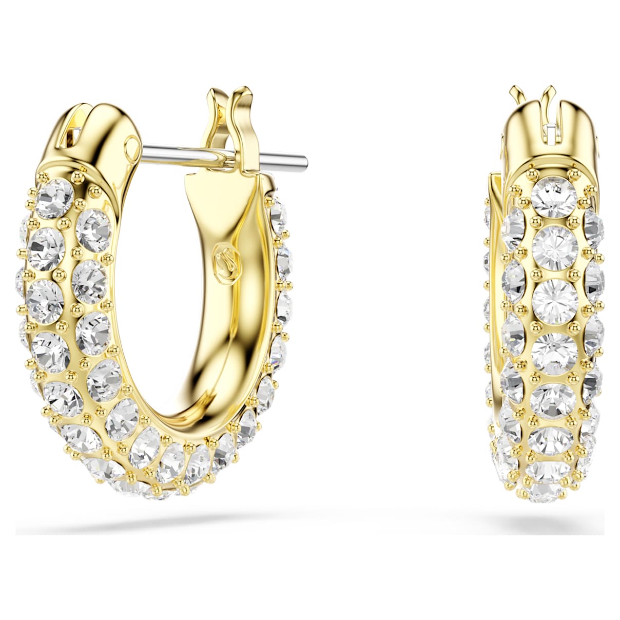 DEXTERA HOOP EARRINGS PAVE MINI WHITE GOLD TONE PLATED