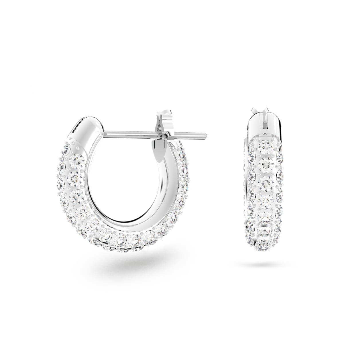 DEXTERA HOOP EARRINGS PAVE SMALL WHITE RHODIUM PLATED