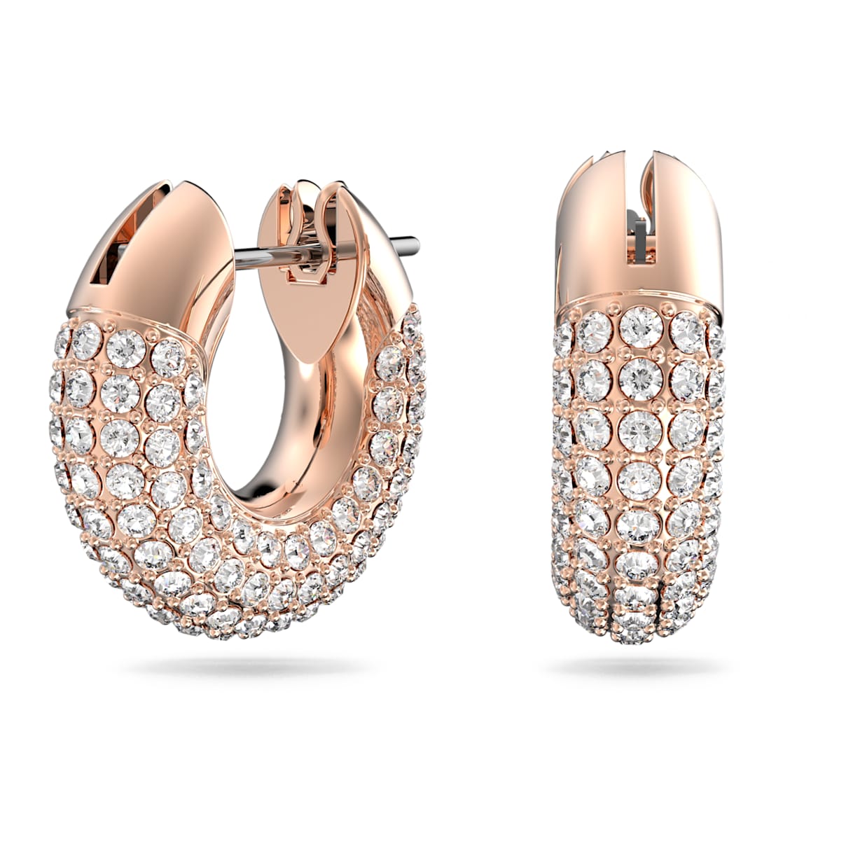DEXTERA HOOP EARRINGS SMALL WHITE ROSE GOLD TONE PLATED