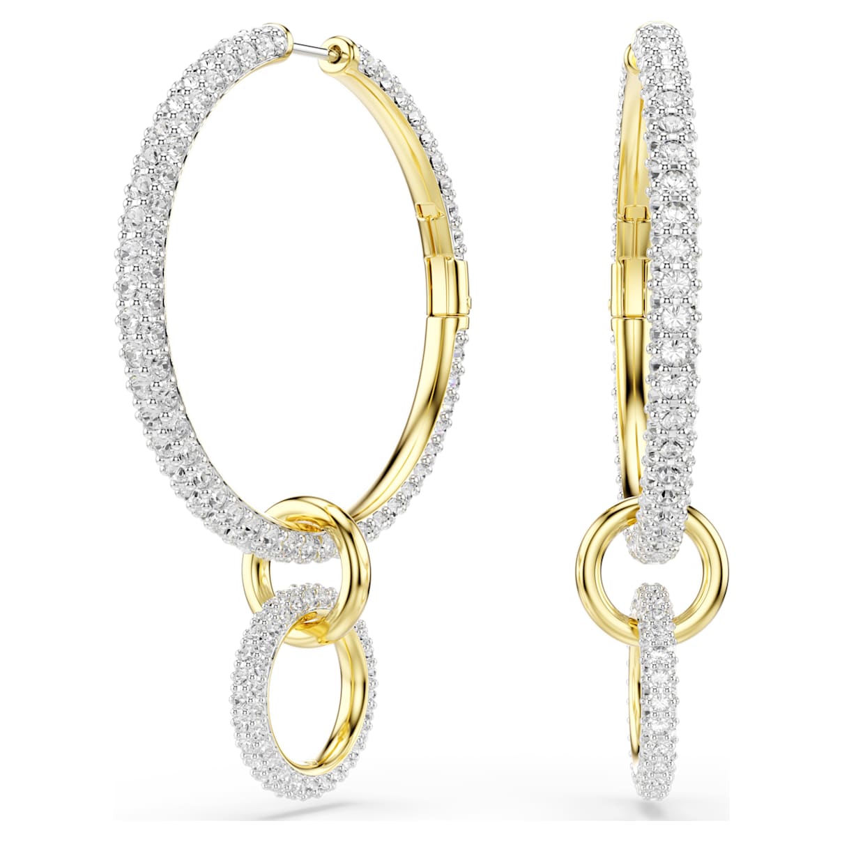 DEXTERA HOOP EARRINGS ROUND CUT WHITE GOLD TONE PLATED