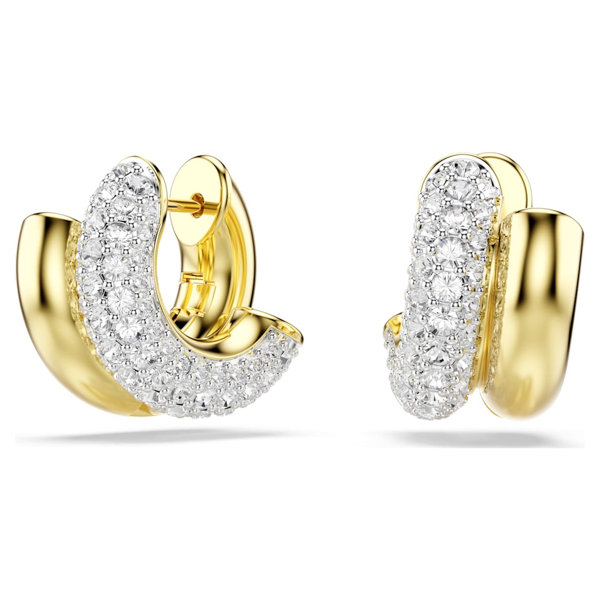 DEXTERA HOOP EARRINGS ROUND CUT MINI WHITE GOLD TONE PLATED