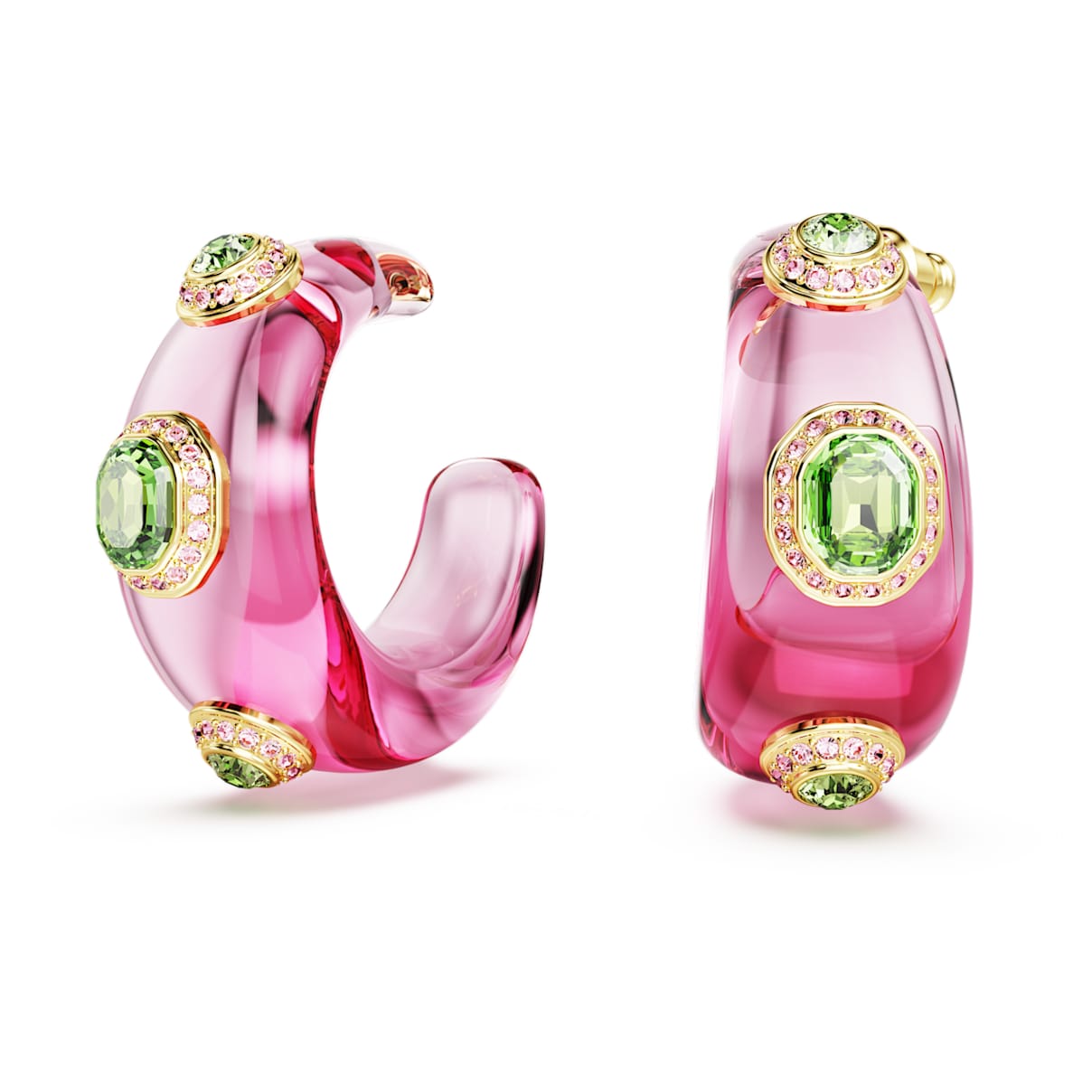 DULCIS HOOP EARRINGS MIXED CUTS MULTICOLORED GOLD TONE PLATED