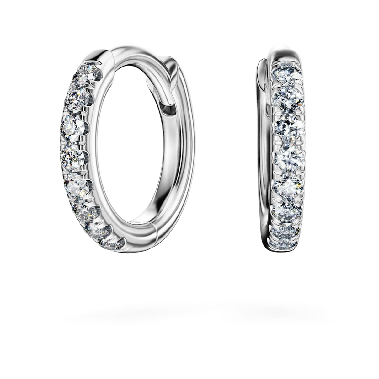 ETERNITY HOOP EARRINGS LAB GROWN DIAMONDS 0 1 CT TW ROUND SHAPE SMALL 14K WHITE GOLD