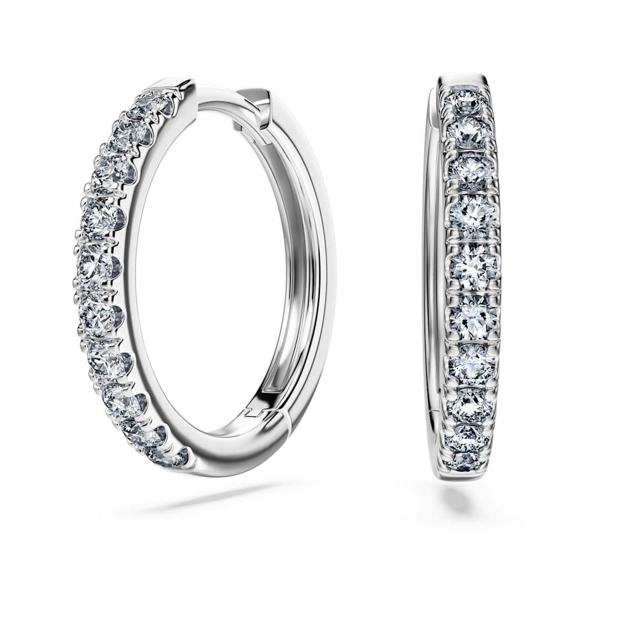 ETERNITY HOOP EARRINGS LAB GROWN DIAMONDS 0 56 CT TW ROUND SHAPE STERLING SILVER