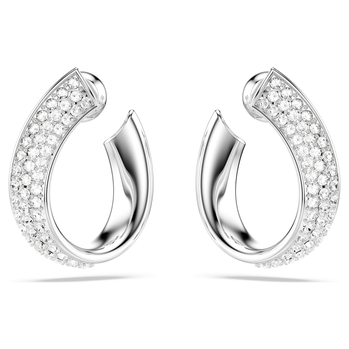 EXIST HOOP EARRINGS SMALL WHITE RHODIUM PLATED