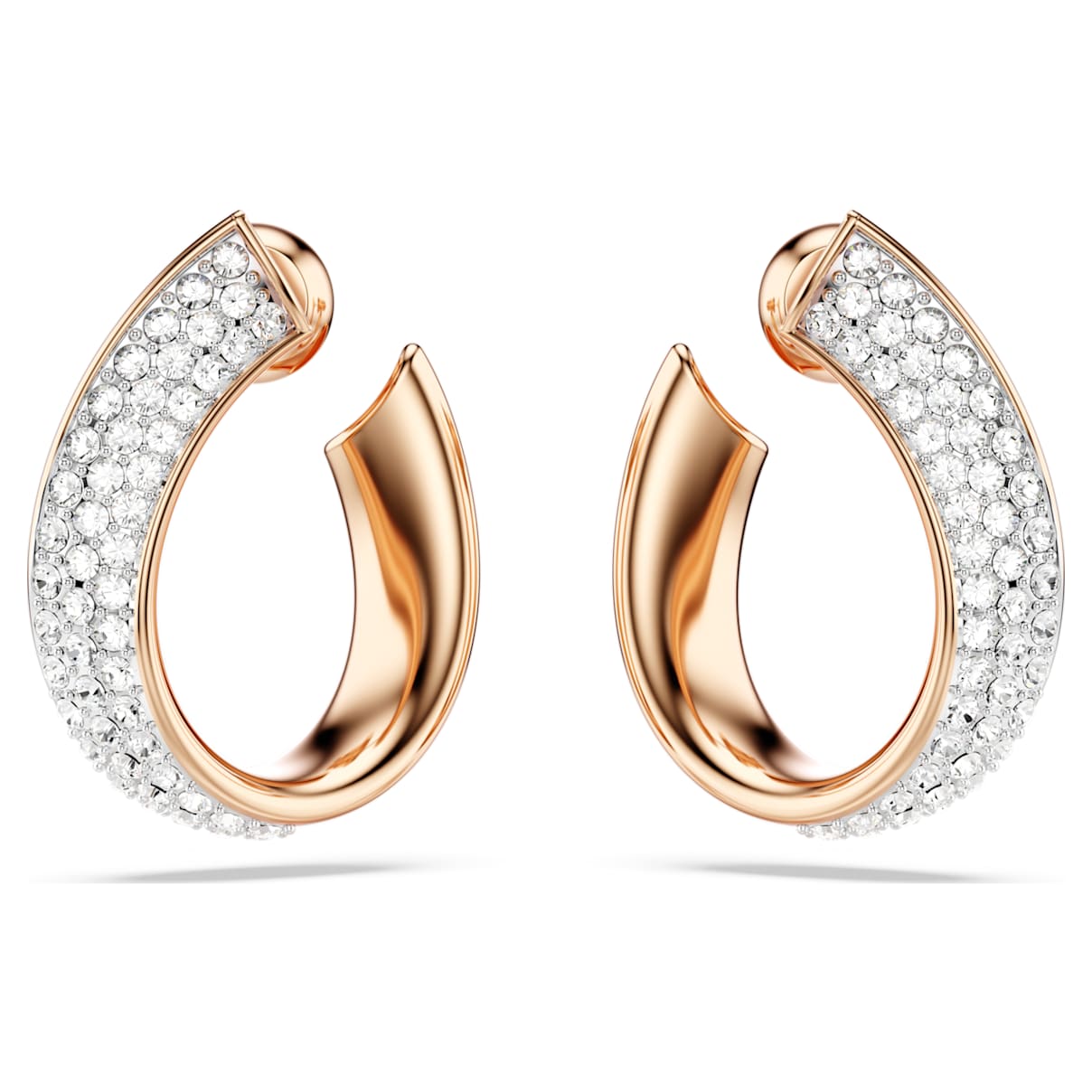 EXIST HOOP EARRINGS SMALL WHITE ROSE GOLD TONE PLATED