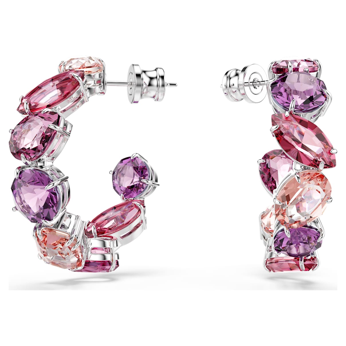 GEMA HOOP EARRINGS PINK RHODIUM PLATED