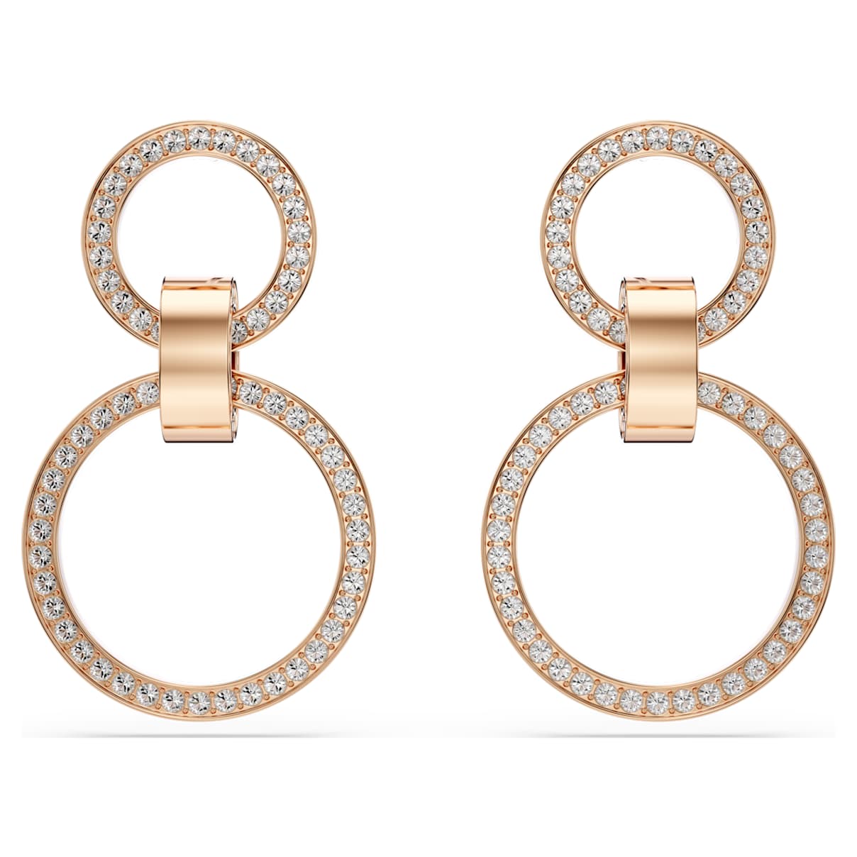HOLLOW HOOP EARRINGS WHITE ROSE GOLD TONE PLATED
