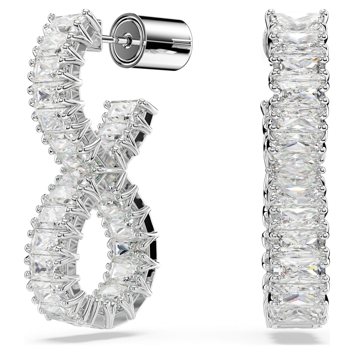 HYPERBOLA HOOP EARRINGS INFINITY WHITE RHODIUM PLATED