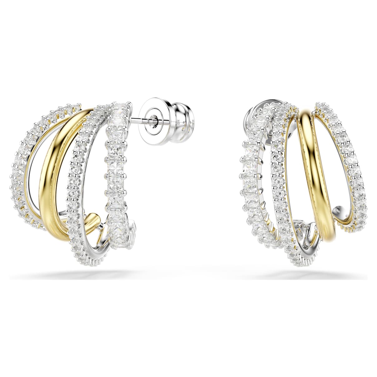 HYPERBOLA HOOP EARRINGS MIXED CUTS MINI WHITE MIXED METAL FINISH
