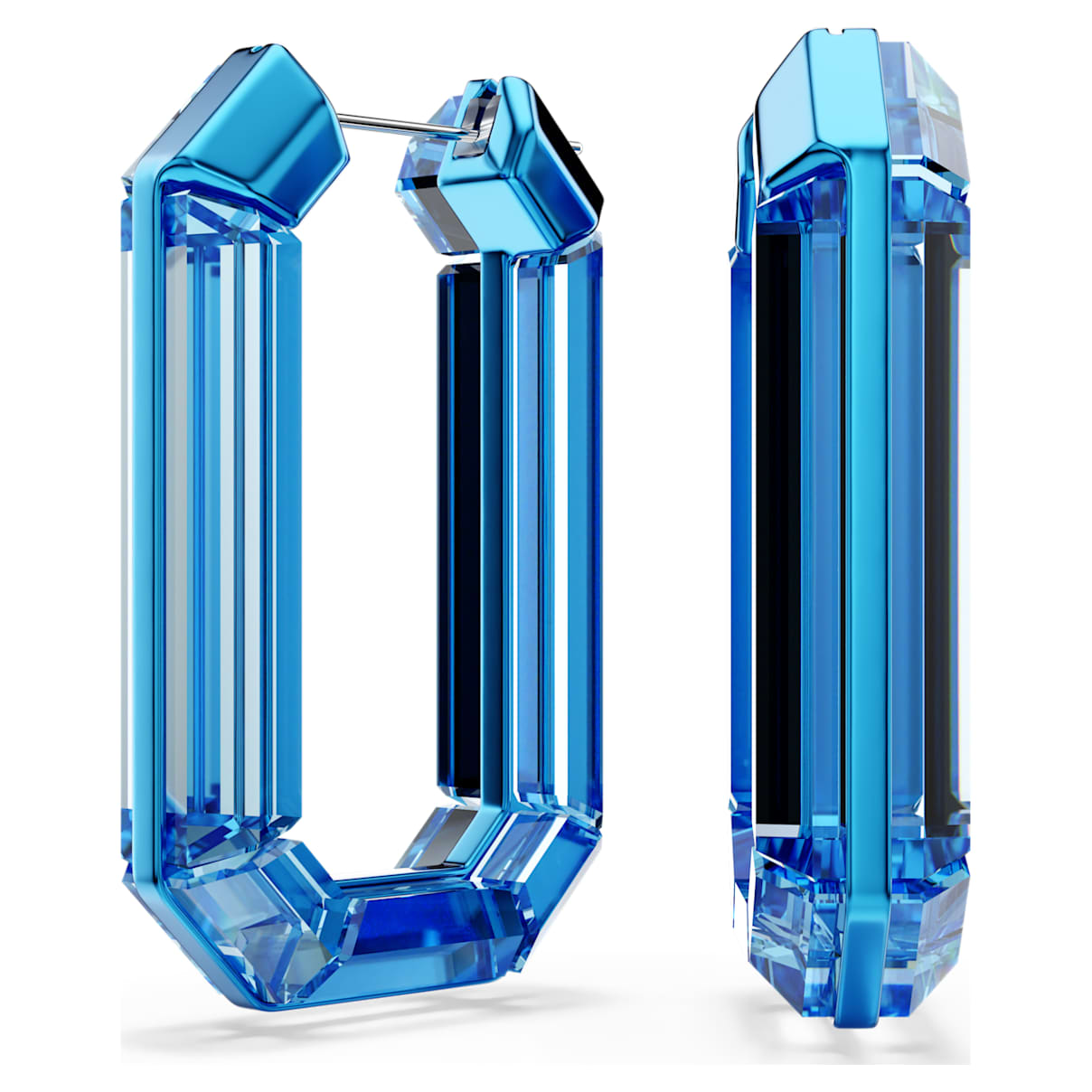 LUCENT HOOP EARRINGS STATEMENT OCTAGON SHAPE BLUE