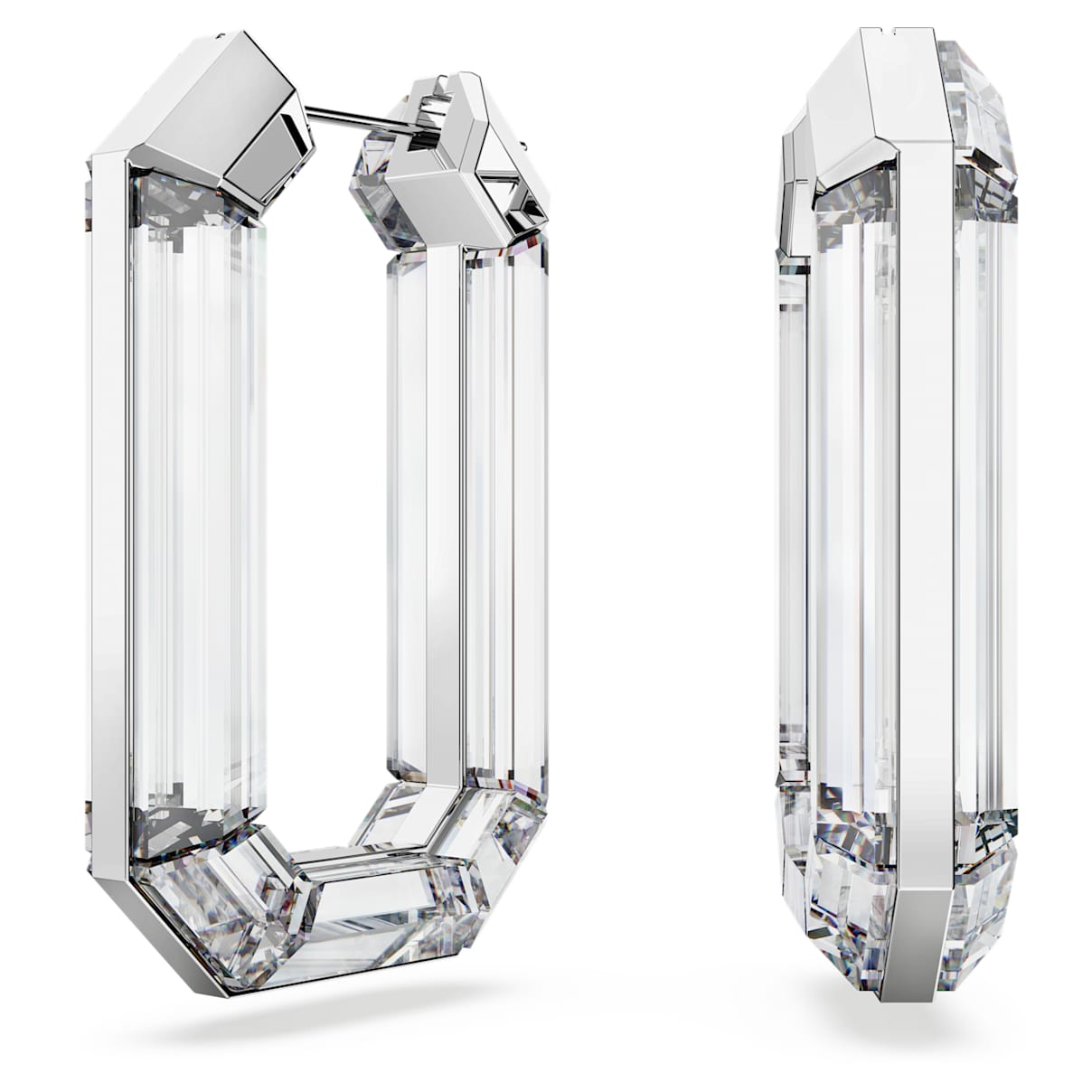 LUCENT HOOP EARRINGS STATEMENT OCTAGON SHAPE WHITE