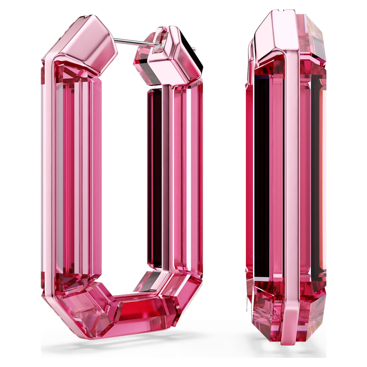 LUCENT HOOP EARRINGS STATEMENT OCTAGON SHAPE PINK