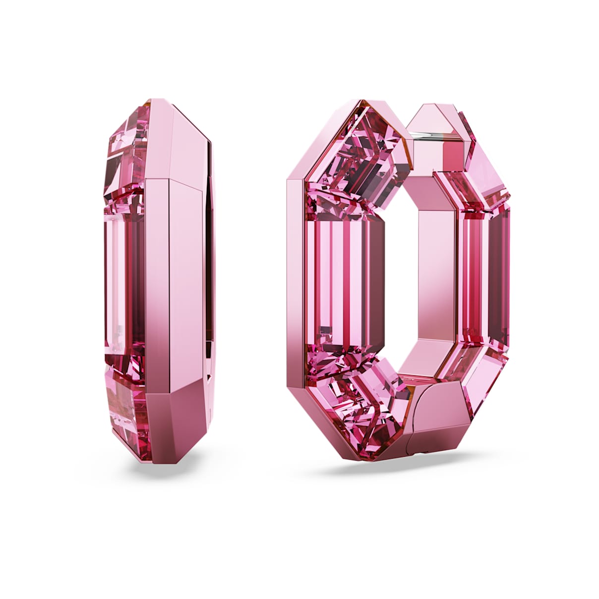 LUCENT HOOP EARRINGS OCTAGON SHAPE SMALL PINK