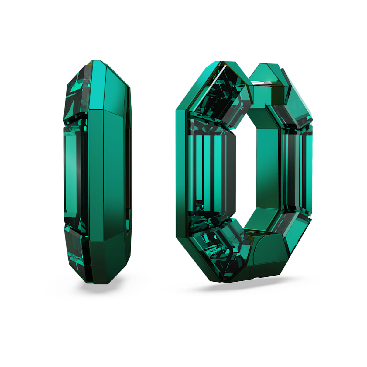 LUCENT HOOP EARRINGS OCTAGON SHAPE SMALL GREEN