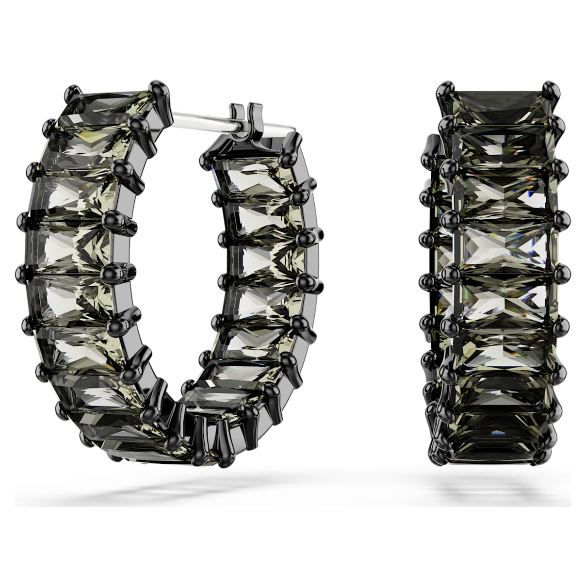 MATRIX HOOP EARRINGS BAGUETTE CUT GRAY RUTHENIUM PLATED
