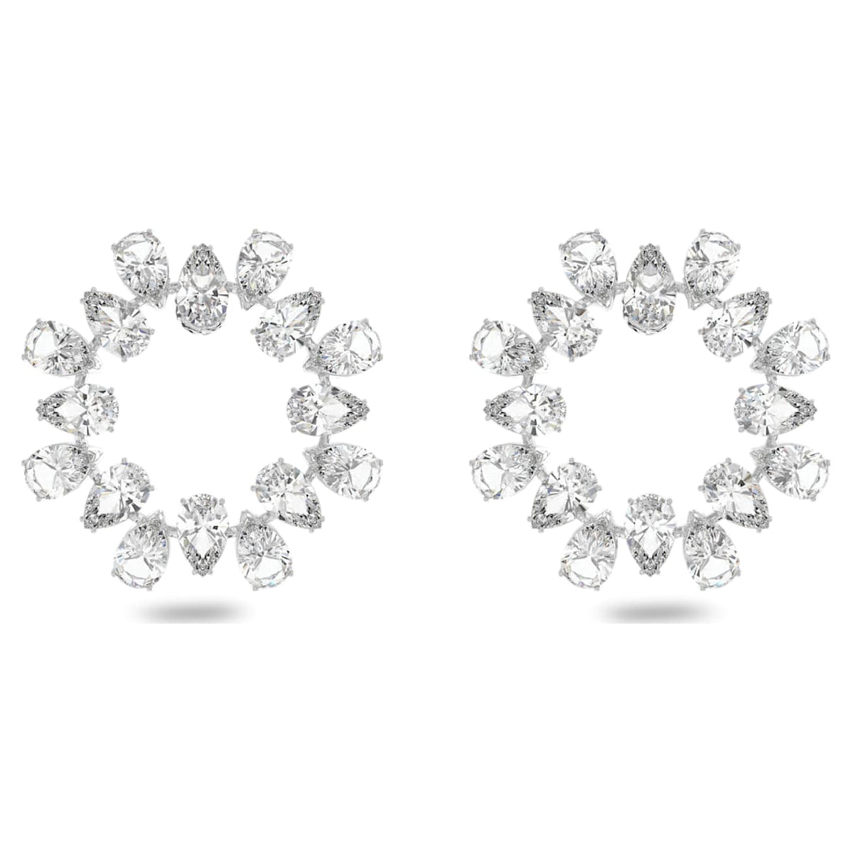 MATRIX HOOP EARRINGS PEAR CUT WHITE RHODIUM PLATED