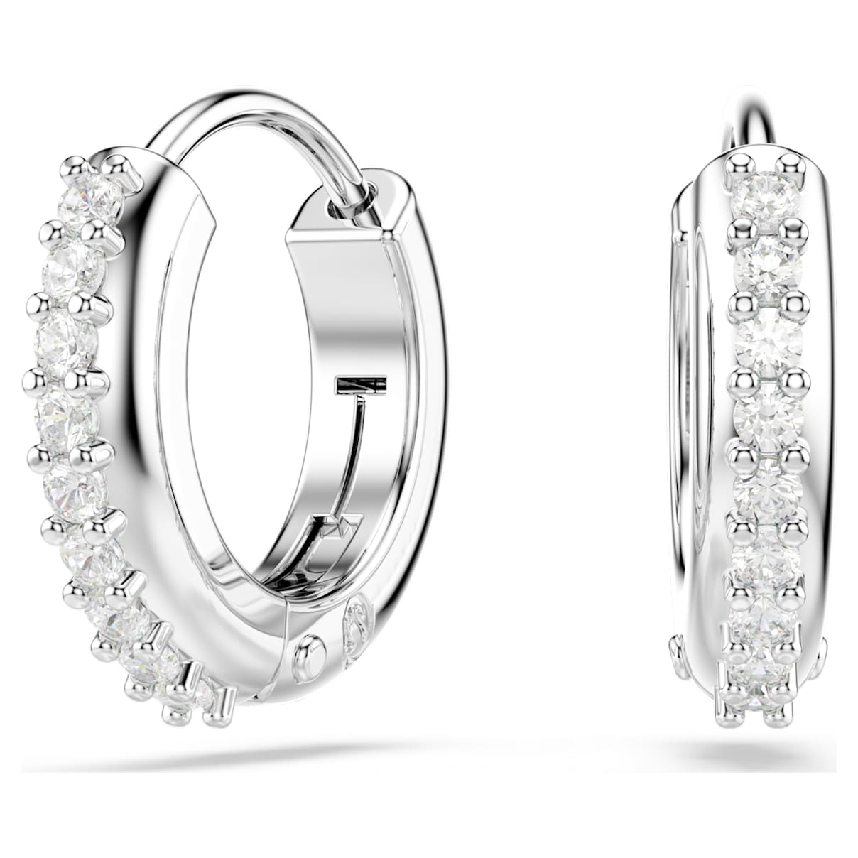 MATRIX HOOP EARRINGS ROUND CUT WHITE RHODIUM PLATED