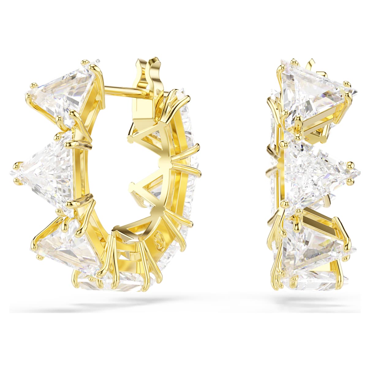 MATRIX HOOP EARRINGS TRIANGLE CUT TRIANGLE MINI WHITE GOLD TONE PLATED