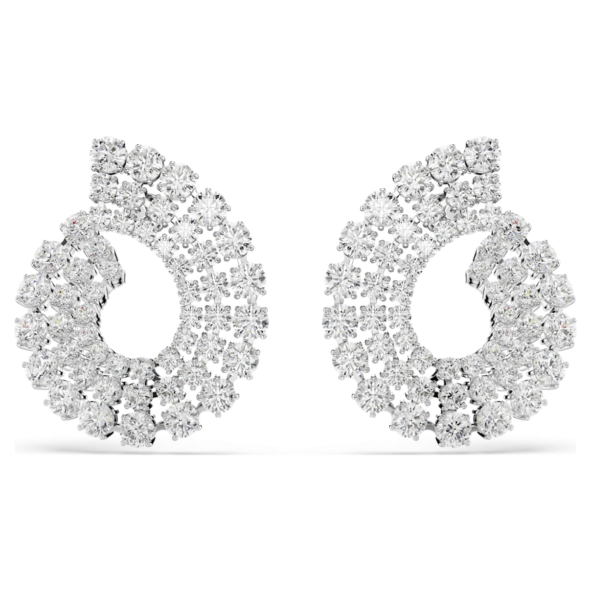 MATRIX HOOP EARRINGS MIXED ROUND CUTS WHITE RHODIUM PLATED
