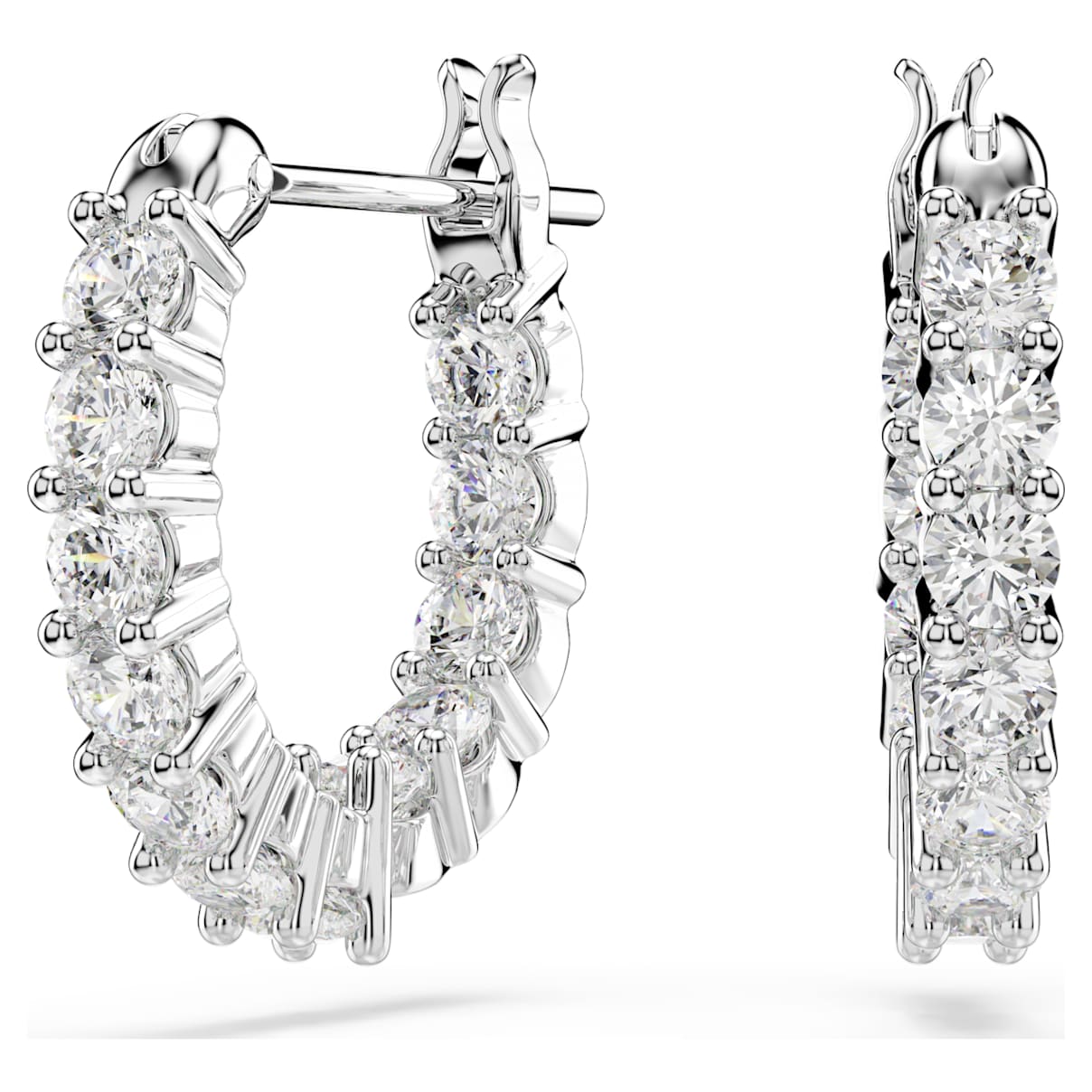 MATRIX VITTORE HOOP EARRINGS ROUND CUT WHITE RHODIUM PLATED