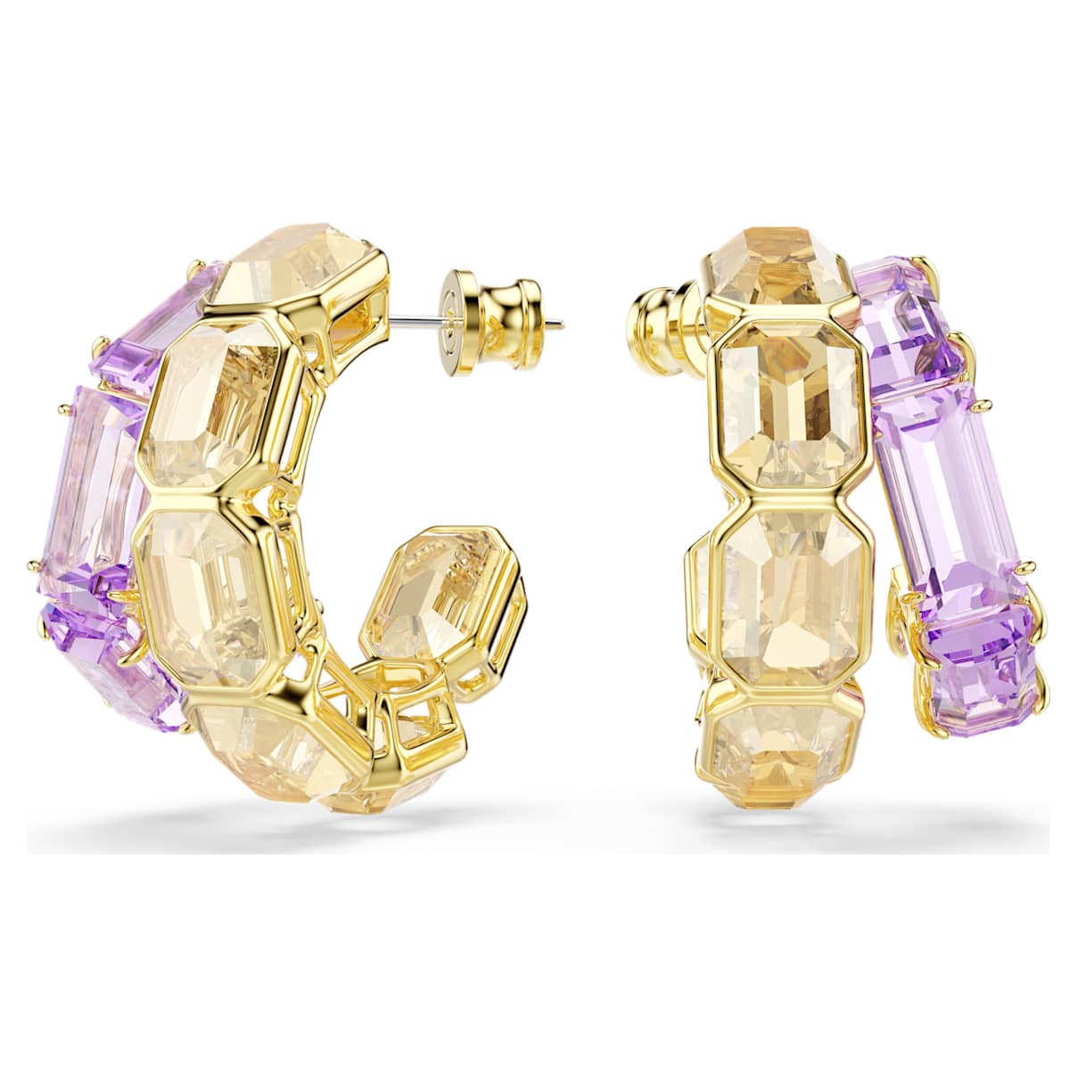 MILLENIA HOOP EARRINGS MIXED CUTS MULTICOLORED GOLD TONE PLATED