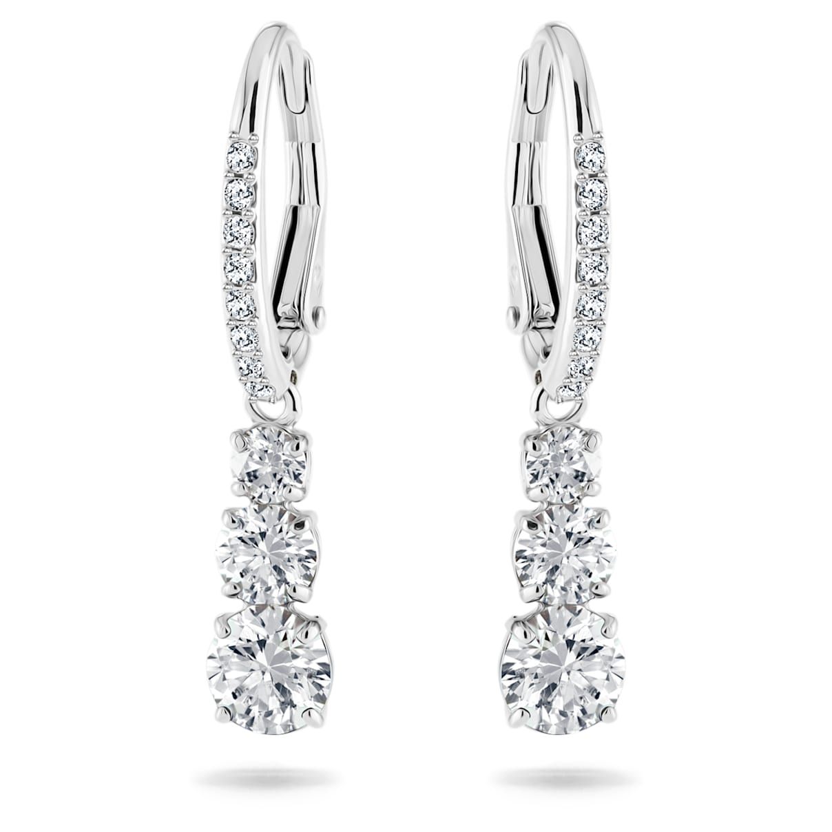 STILLA ATTRACT HOOP EARRINGS ROUND CUT WHITE RHODIUM PLATED