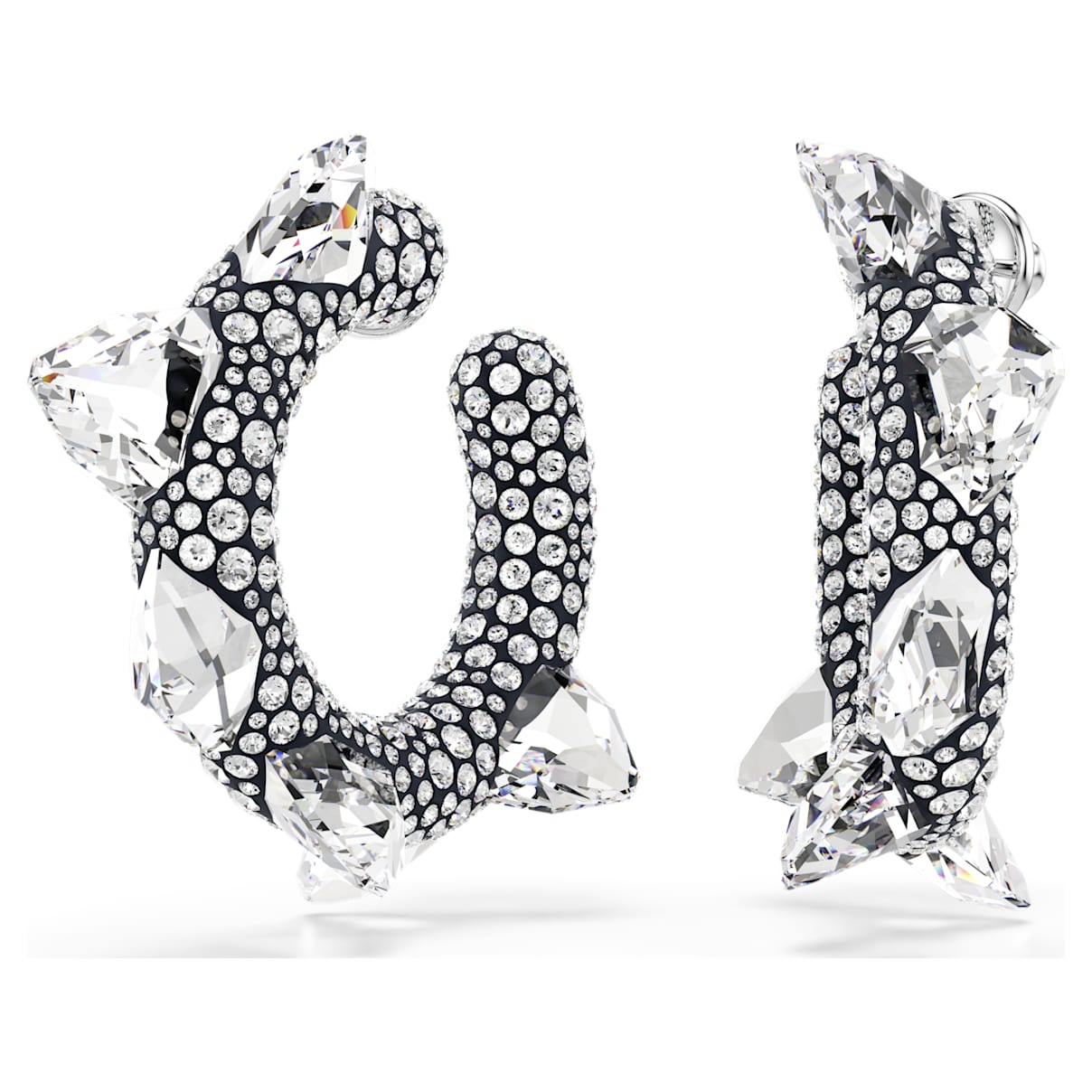 SUBLIMA HOOP EARRINGS SPIKE WHITE RHODIUM PLATED