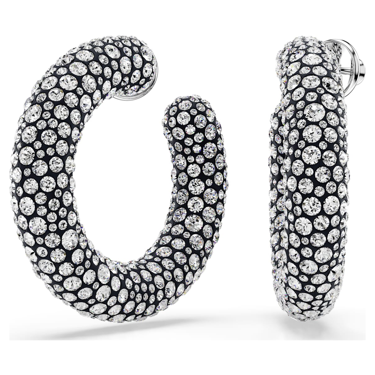 SUBLIMA HOOP EARRINGS MIXED ROUND CUTS WHITE RHODIUM PLATED