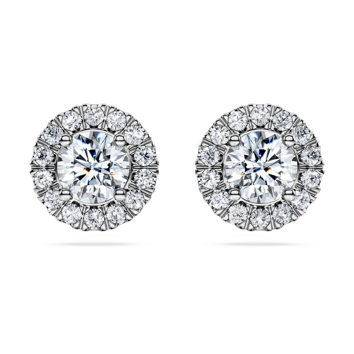 ETERNITY HALO STUD EARRINGS LAB GROWN DIAMONDS 2 CT TW ROUND SHAPE 14K WHITE GOLD