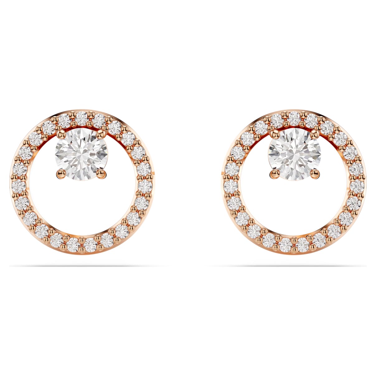 CONSTELLA STUD EARRINGS ROUND CUT WHITE ROSE GOLD TONE PLATED