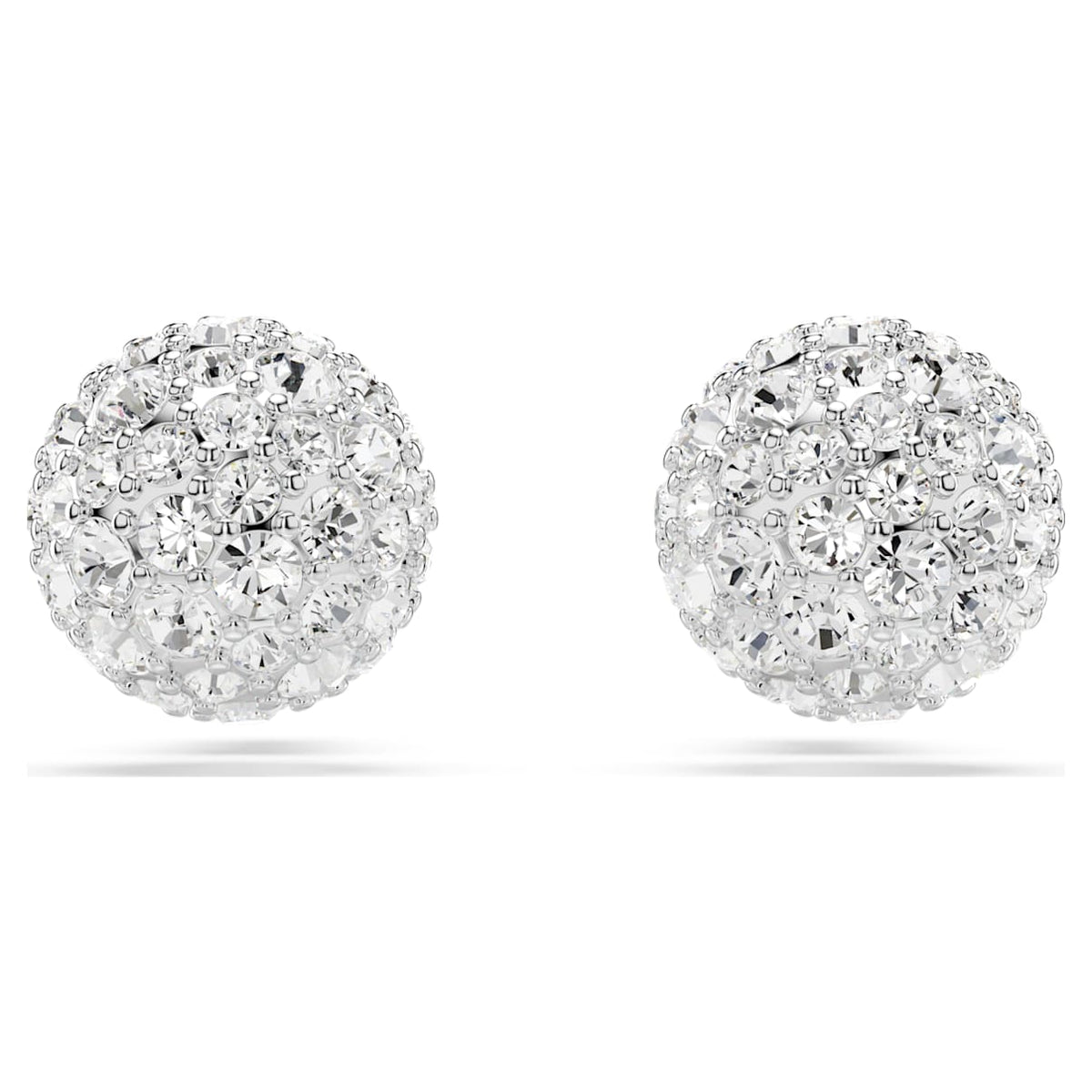 DEXTERA STUD EARRINGS ROUND CUT SPHERE WHITE RHODIUM PLATED