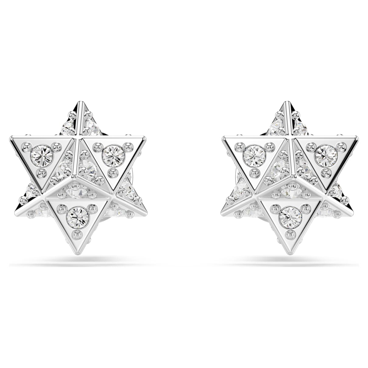 DEXTERA STUD EARRINGS ROUND CUT STAR WHITE RHODIUM PLATED