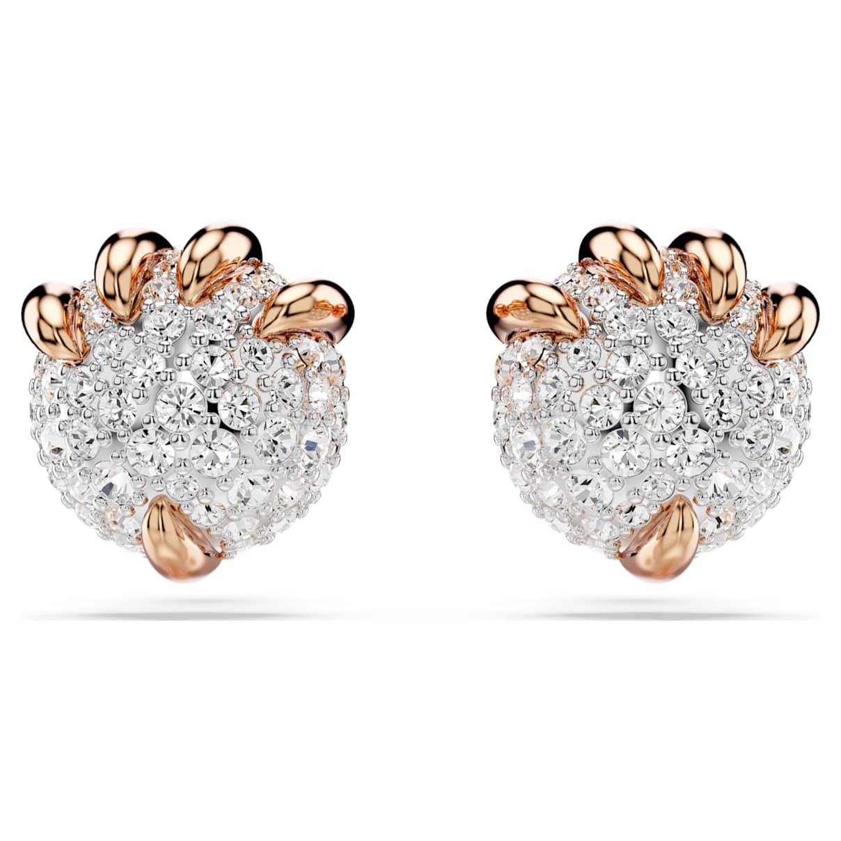 DRAGON PHOENIX STUD EARRINGS DRAGON S CLAW WHITE ROSE GOLD TONE PLATED
