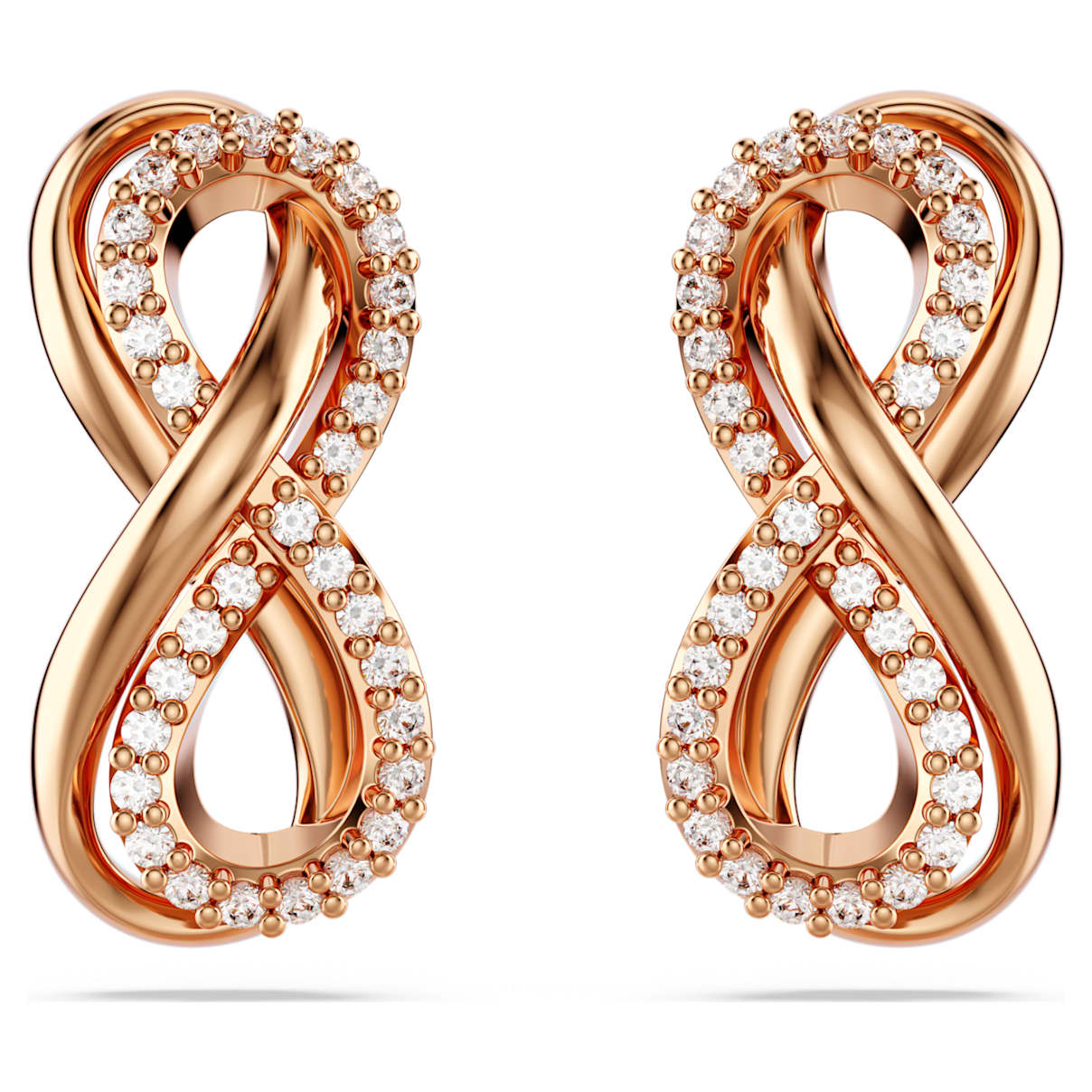 HYPERBOLA STUD EARRINGS INFINITY WHITE ROSE GOLD TONE PLATED