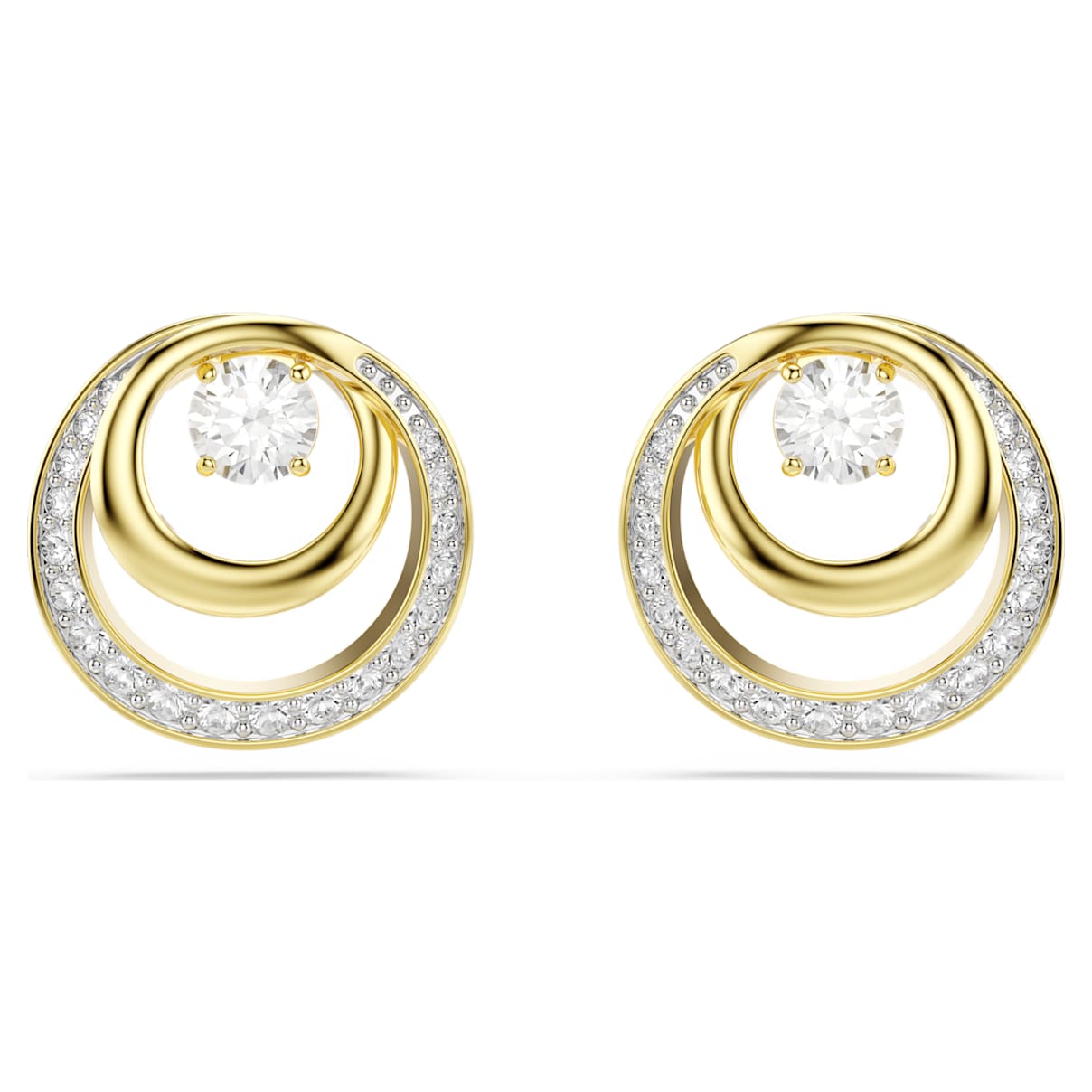 HYPERBOLA STUD EARRINGS ROUND CUT WHITE GOLD TONE PLATED