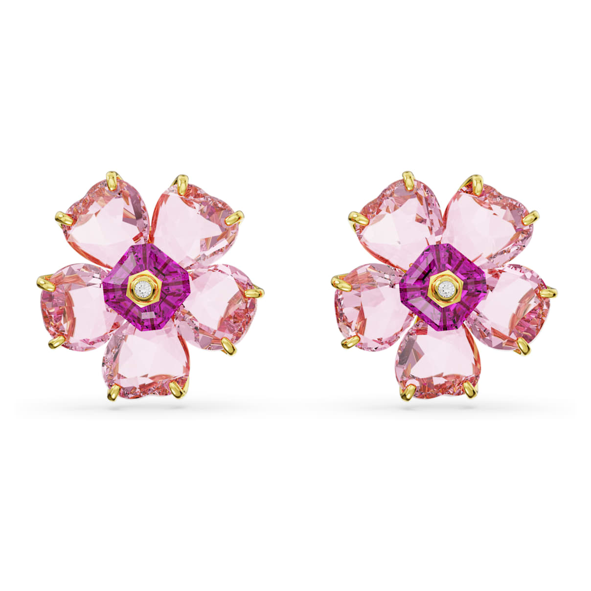 IDYLLIA STUD EARRINGS FLOWER PINK GOLD TONE PLATED