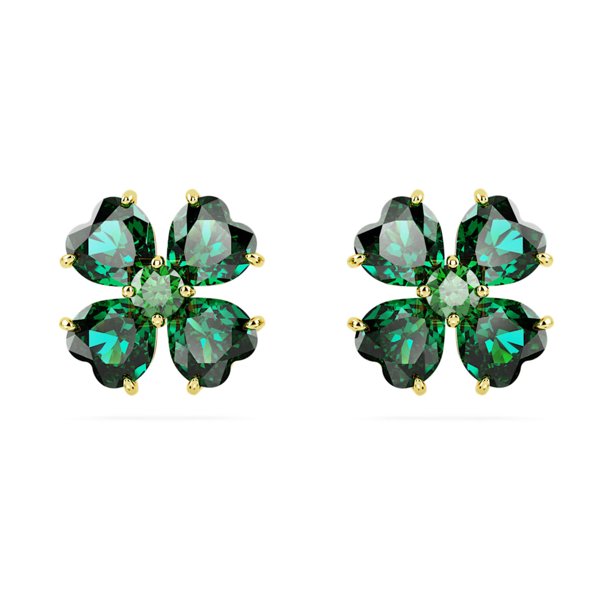 IDYLLIA STUD EARRINGS CLOVER GREEN GOLD TONE PLATED