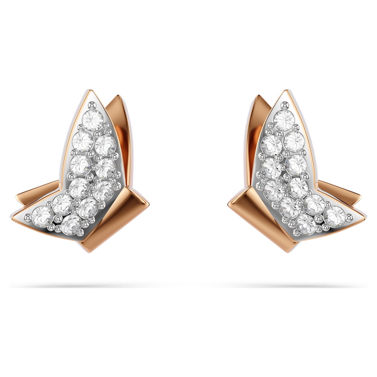 IDYLLIA LILIA STUD EARRINGS BUTTERFLY WHITE ROSE GOLD TONE PLATED