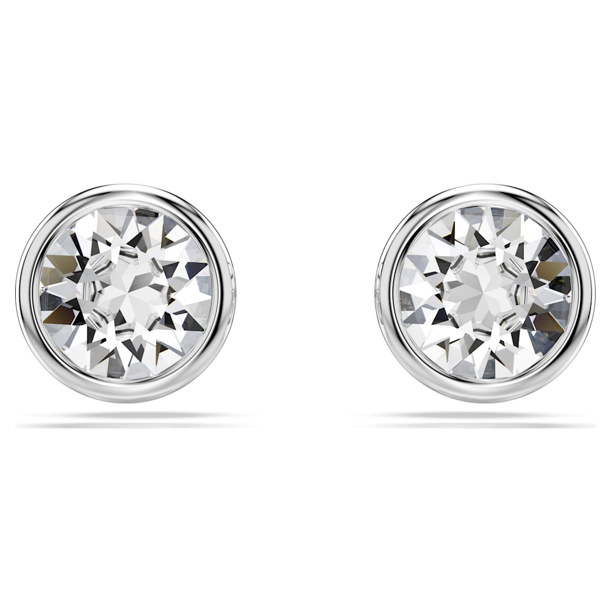 IMBER STUD EARRINGS ROUND CUT WHITE RHODIUM PLATED
