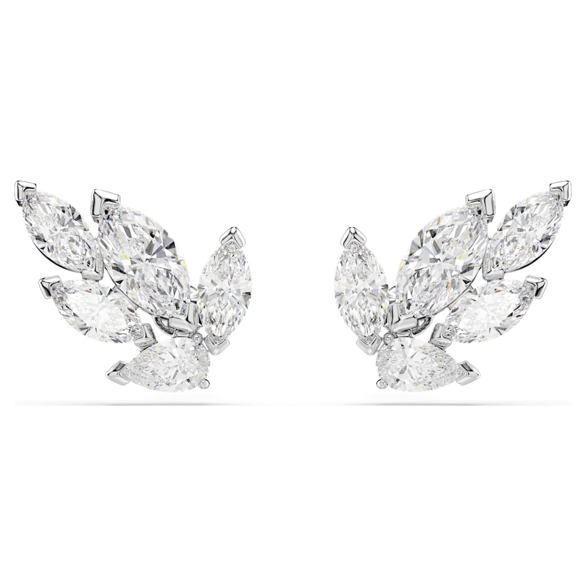 LOUISON STUD EARRINGS LEAF WHITE RHODIUM PLATED