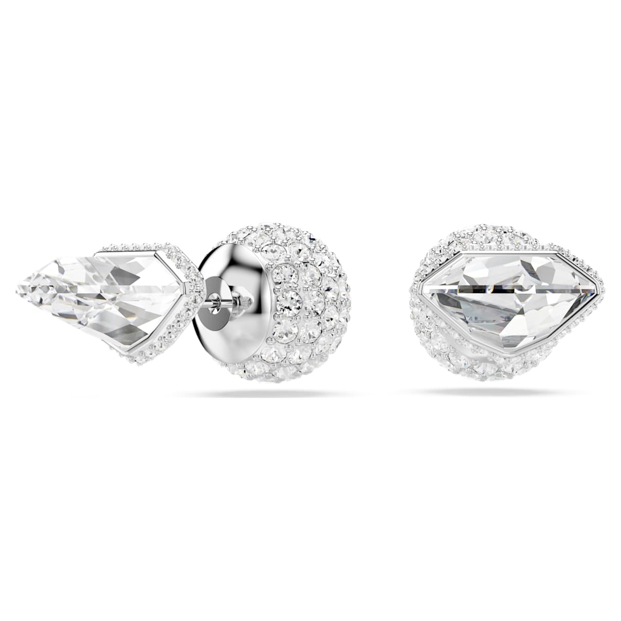 LUCENT STUD EARRINGS PAVE BALL WHITE RHODIUM PLATED