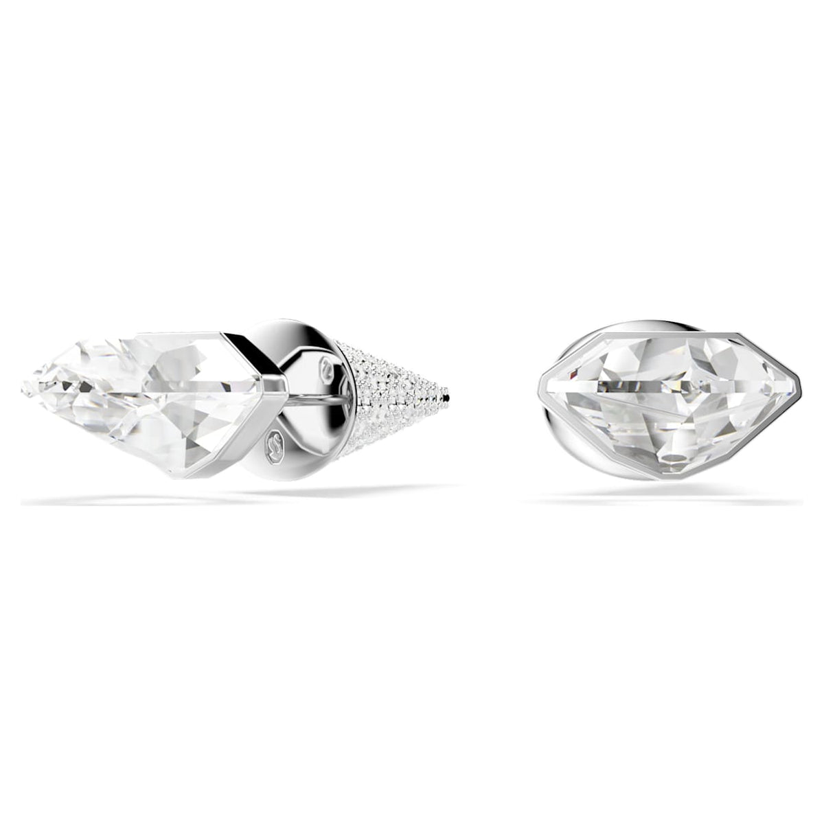 LUCENT STUD EARRINGS PAVE SPIKE WHITE RHODIUM PLATED